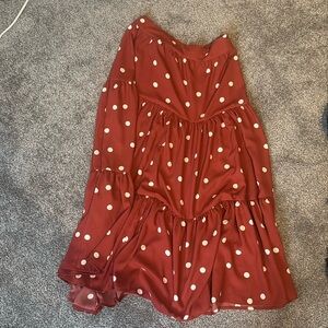 Orange polka dot maxi skirt